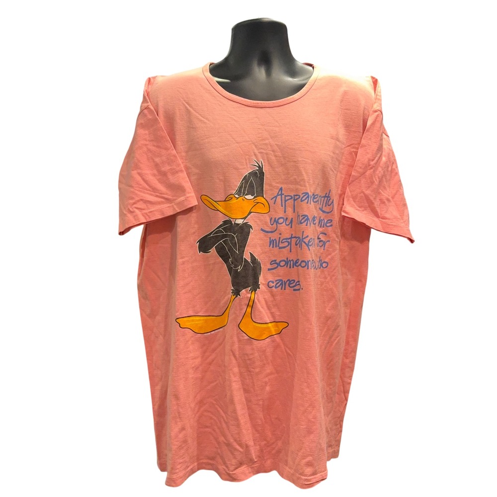 Warner Bros Daffy Duck 1996 Vintage Graphic T-Shirt Pink Anvil One Size Fits All